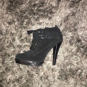 Colin Stuart black high heel steampunk ankle boot
